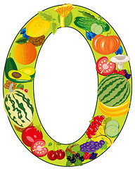 Image showing Zero in the manner of fruit and vegetables