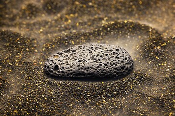 Image showing Smoke whirling around small meteorite stone