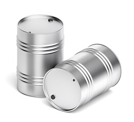 Image showing Steel barrels on white background