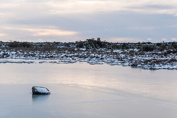 Image showing Ice covered flooded landscape