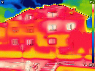 Image showing Infrared thermovision image showing lack of thermal insulation o