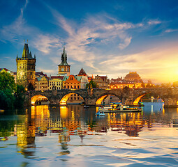 Image showing Charles bridge at dusk