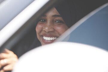 Image showing Arabic Woman Traveling By Car