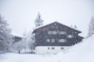 Image showing mountain house in snowstorm