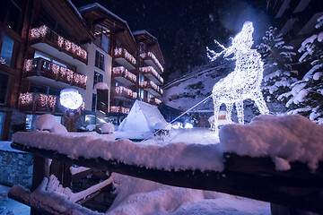 Image showing snowy streets of the Alpine mountain village