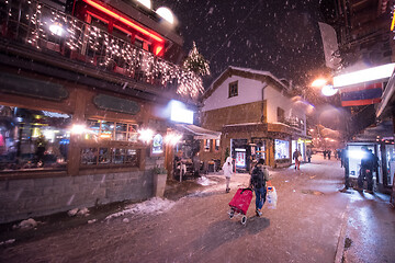 Image showing snowy streets of the Alpine mountain village