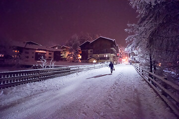 Image showing snowy streets of the Alpine mountain village