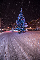 Image showing snowy streets of the Alpine mountain village