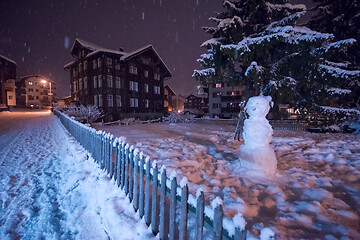 Image showing snowy streets of the Alpine mountain village