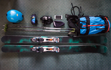 Image showing top view of ski accessories