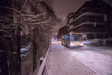 Image showing Electric taxi bus in the car-free holiday montain resort