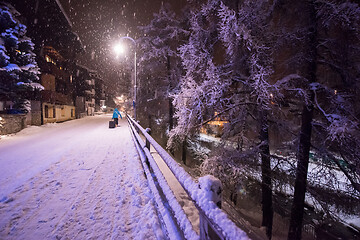 Image showing snowy streets of the Alpine mountain village