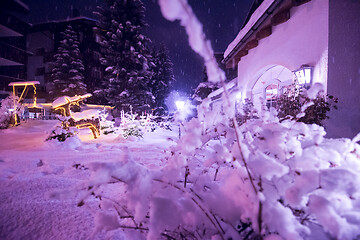 Image showing snowy streets of the Alpine mountain village