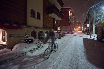 Image showing snowy streets of the Alpine mountain village