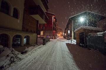 Image showing snowy streets of the Alpine mountain village