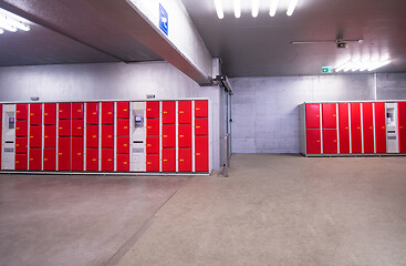 Image showing red safety lockers