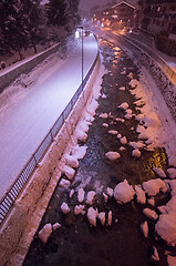 Image showing snowy streets of the Alpine mountain village