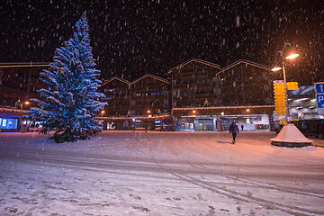 Image showing snowy streets of the Alpine mountain village