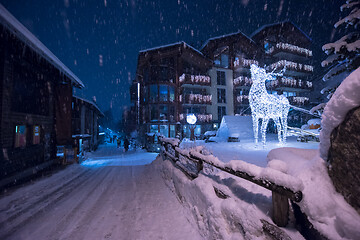 Image showing snowy streets of the Alpine mountain village