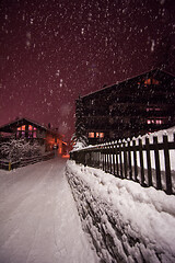 Image showing snowy streets of the Alpine mountain village