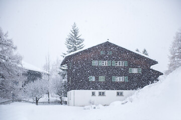 Image showing mountain house in snowstorm