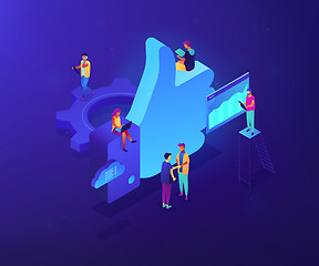 Image showing Social media marketing isometric 3D concept illustration.