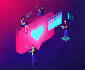 Image showing Social media engagement isometric 3D concept illustration.