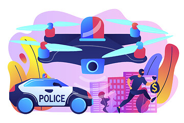 Image showing Law enforcement drones concept vector illustration.