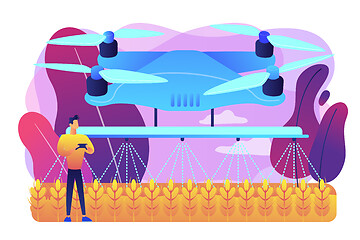 Image showing Agriculture drone use concept vector illustration.