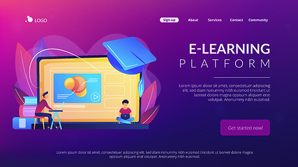 Image showing Online education platform concept landing page.