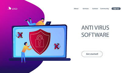 Image showing Antivirus software concept landing page.