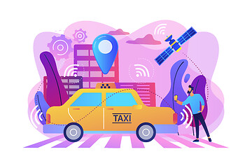 Image showing Autonomous taxi concept vector illustration.