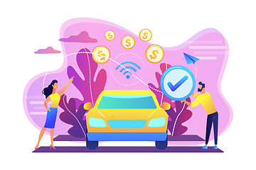 Image showing In vehicle payments concept vector illustration.