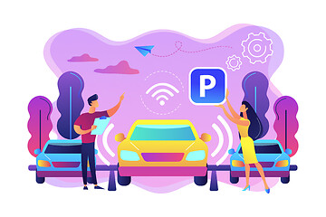 Image showing Self-parking car system concept vector illustration.