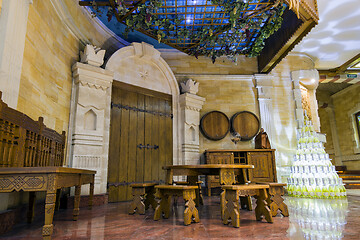 Image showing Old wood table and chairs