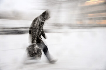 Image showing Man in a blizzard