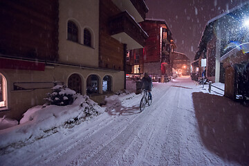 Image showing snowy streets of the Alpine mountain village