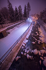 Image showing snowy streets of the Alpine mountain village