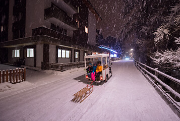 Image showing snowy streets of the Alpine mountain village