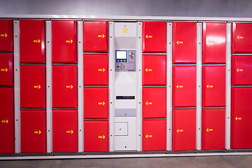 Image showing red safety lockers