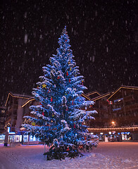 Image showing snowy streets of the Alpine mountain village