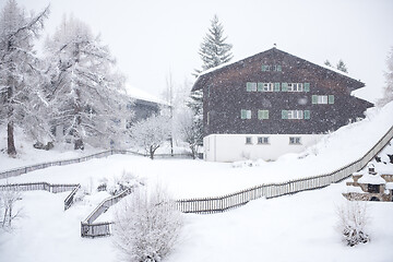 Image showing mountain house in snowstorm