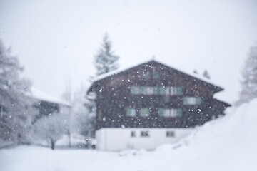 Image showing mountain house in snowstorm