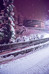 Image showing snowy streets of the Alpine mountain village