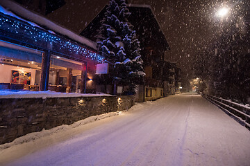 Image showing snowy streets of the Alpine mountain village