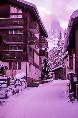 Image showing old village with Matterhorn peak in background