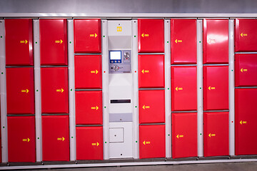 Image showing red safety lockers