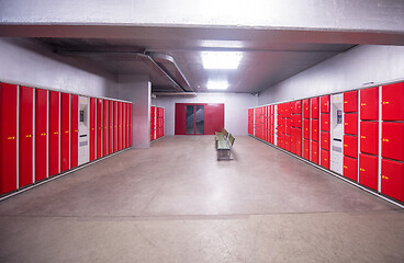 Image showing red safety lockers