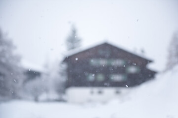 Image showing mountain house in snowstorm