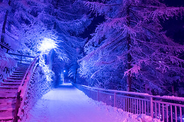 Image showing snowy streets of the Alpine mountain village